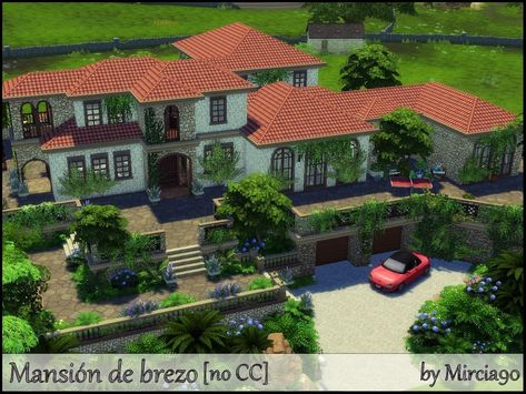 Sims 4 Mediterranean Mansion, Hacienda Sims 4, Sims 4 Cc Italian Furniture, Italian Mansion, Mountain Mansion, Oasis Springs, Old Money House, Spanish Villa, Sims 4 House Design