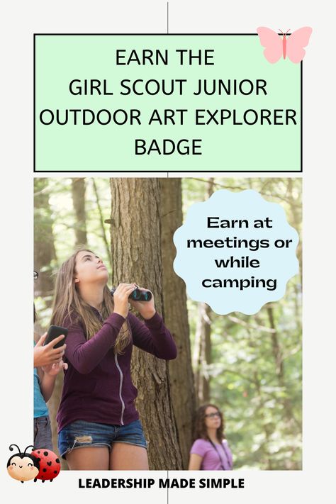 How to Earn the Girl Scout Junior Outdoor Art Explorer Badge Outdoor Art Explorer Junior Badge Ideas, Junior Outdoor Art Explorer Badge, Junior Badges, Junior Girl Scout Badges, Scout Mom, Girl Scout Badges, Girl Scout Camping, Weekend Camping, Girl Scout Juniors