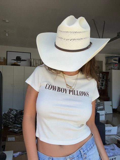 Cowboy Pillows Shirt, Country T Shirts, Cowboy Pillows, Stampede Outfit, Cowboy Pillow, Chestnut Springs, L Hand, Country Hats, Cowgirl Aesthetic