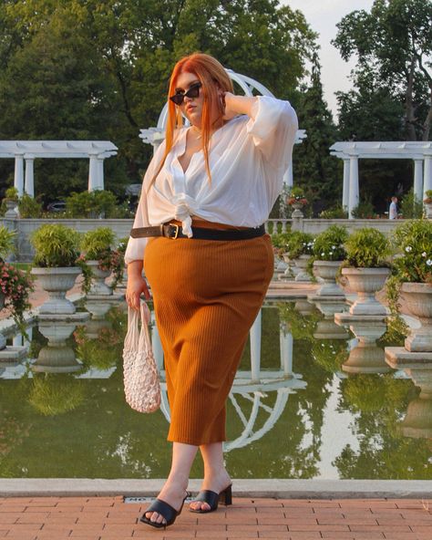 Big Belly Fashion, Outfit For Fat Belly Women, Big Belly Outfits, Apron Belly Outfits, Big Belly Outfits Plus Size, Ootd Plus Size, Apple Shape Fashion, Plus Size Fall Outfit, Early Fall Outfit