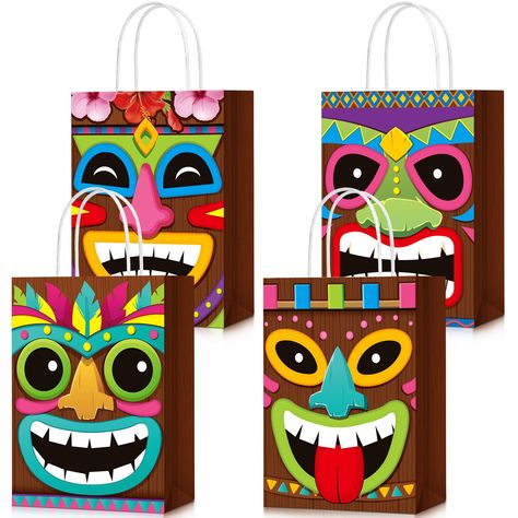 PRICES MAY VARY. Rich in Choices: the package includes 24 pieces Tiki Luau gift bags with handles in 4 different styles, 6 pieces of each style; The size of each gift bag is about 8.3 x 5.9 x 3.2 inches, enough for you to entertain many guests at Hawaiian Aloha parties Tiki Totems Design: the tropical gift bags are designed with classic Tiki totems, hibiscus decorations and rich tropical colors; These Tiki totem bags are nice party favor bags and will make your parties more eye catching, so let' Tiki Totem, Hawaiian Party, Candy Bags, Treat Bags, Gift Bags, Handles, Candy, Party Supplies, Festival