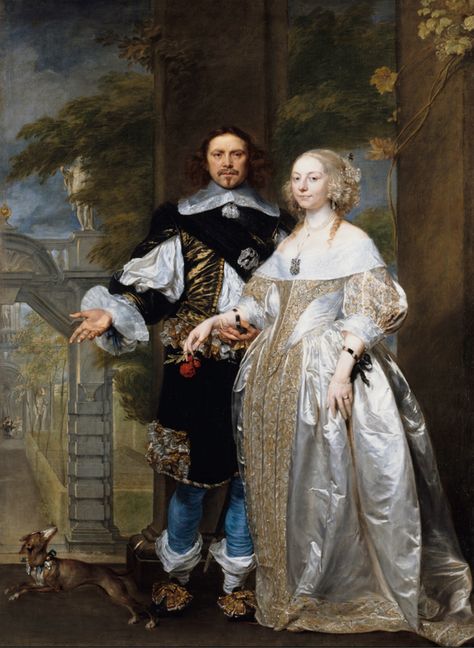 Portrait Historical, 1660s Fashion, Anthropomorphic Animals, 17th Century Fashion, 18th Century Paintings, 17th Century Art, Couple Painting, Man And Dog, A4 Poster