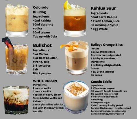 Bailey Cocktails Recipes, Kaluah Recipes Cocktails, Cocktails With Baileys, Fireball Mixed Drinks, Baileys Recipes Drinks, Fireball Cocktails, Baileys Cocktails, Bartender Drinks Recipes, Milk Drinks