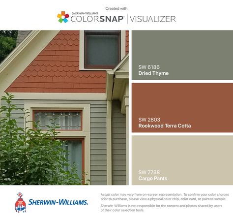 Rookwood Terra Cotta, Exterior Updates, Outside House Colors, Tan House, House Paint Color Combination, Dried Thyme, Siding Colors, Adobe House, Pintura Exterior