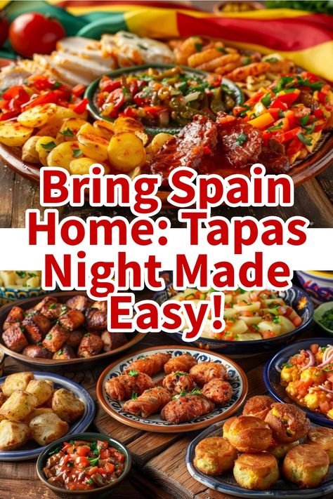 An assortment of colorful and delicious Spanish tapas served on decorative plates. Spanish Appetizers For Party, Easy Spanish Tapas, Tapas Ideas Spanish, Easy Spanish Tapas Recipes, Healthy Spanish Food, Spanish Appetizers Tapas Party, Tapas Menu Ideas, Tapas Vegetables, Spanish Tapas Ideas