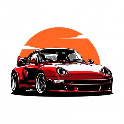 Sport car | Premium Vector #Freepik #vector #car #sport #cartoon #modern Car Illustration Art, Car Illust, Car Vector Art, Car Vector Illustration, Sports Car Logos, Crossover Cars, Car Sport, Cars Art, Red Sports Car