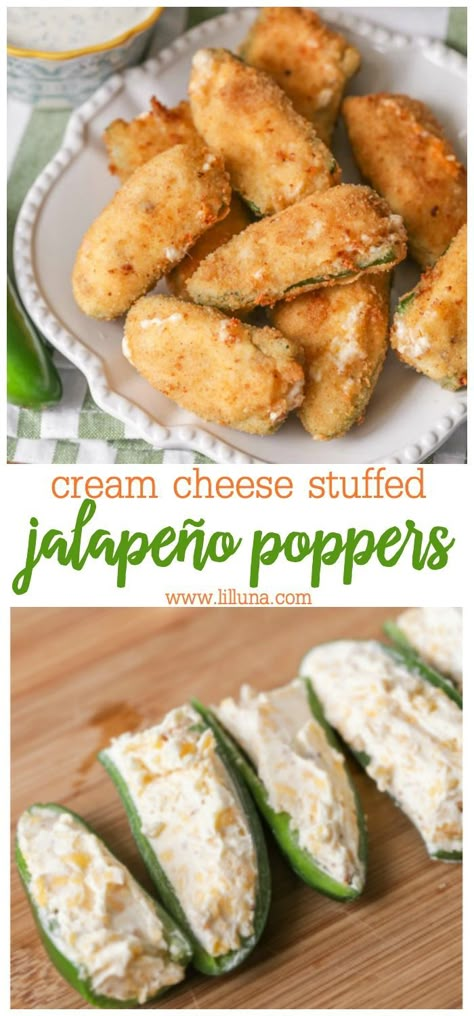 Stuffed Jalapeno Poppers, Fried Jalapeno Poppers, Cream Cheese Stuffed Jalapenos, Stuffed Jalapeno, Jalapeno Popper Recipes, Jalapeño Poppers, Poppers Recipe, Soup Appetizers, Jalapeno Recipes