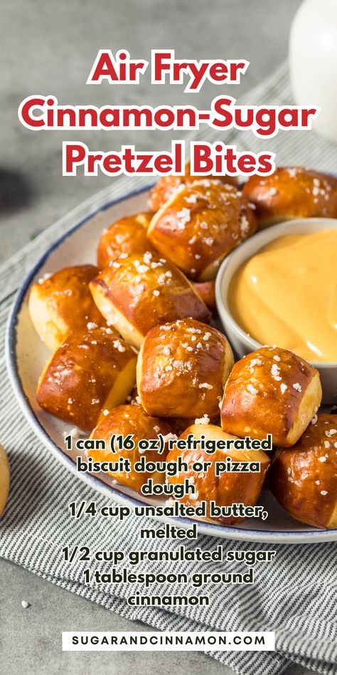 Craving a sweet snack? 🍩✨ Try these Air Fryer Cinnamon-Sugar Pretzel Bites! Soft, warm, and coated in a sugary cinnamon glaze, they’re the perfect treat. Quick and easy to make, these bites are a must-try! Save this pin for your next snack attack! 📌❤️ Aunt Annies Pretzel Recipe, Cinnamon Sugar Pretzel Bites, Chicken Orzo Pasta, Air Fryer Desserts, Cinnamon Pretzels, Cocktail Cupcakes, Cinnamon Sugar Pretzels, Pretzel Dough, Cinnamon Glaze