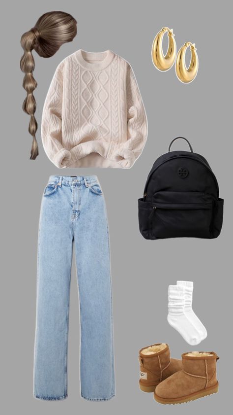 rory gilmore sweater, clean girl aesthetic, vanilla girl, mini ugg boots Aesthetic Vanilla Girl, Rory Gilmore Sweater, Gilmore Sweater, Mini Ugg Boots, Outfit With Uggs, Preppy Fall Outfits, Fall School, Sweater Outfits Fall, Cute Nike Outfits