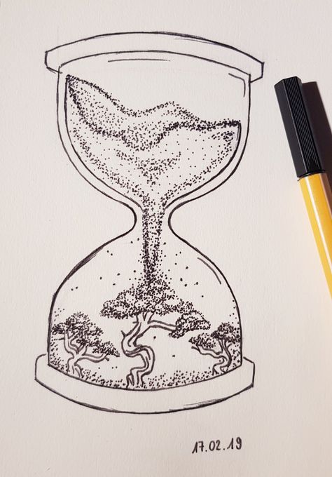 #drawing #pen #pendrawing #alice #aliceinwonderland #dots #time #sandglass #forever Sandglass Drawing, Sand Clock Drawing, Sandglass Tattoo, Easy Pen Sketches, Salt Drawing, Lockdown Drawing, Coloured Salt, Dot Drawing, Clock Drawing