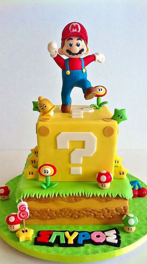 Super Mario Bros Party Ideas, Mario Birthday Cake, Mario Bros Cake, Super Mario Bros Birthday Party, Super Mario Cake, Super Mario Bros Party, Mario Cake, Mario Bros Birthday, Mario Bros Party