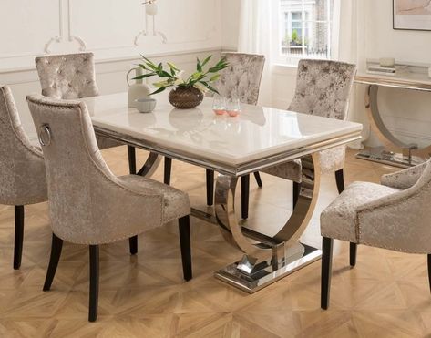 Dining Table With Chairs, Table With Chairs, Marble Top Dining Table, Set Meja Makan, Elegant Dining Room, Marble Dining, Luxury Dining, Centre Piece, Dining Table Marble