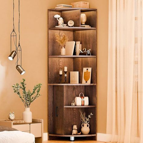 Amazon.com: Halitaa Corner Shelf 6-Tier Corner Bookcase with Drawer, Tall Corner Bookshelf Freestanding White Corner Cabinet Corner Shelves Stand for Wall Corner, Living Room, Home Office, Bedroom, Display Shelf : Home & Kitchen Corner Shelf With Drawer, Corner Wall Unit Ideas Living Room, Corner Shelf For Bedroom, Bookshelves Around Fireplace, Display Storage Cabinet, Rustic Corner Shelf, Books Shelves, Bookshelves For Small Spaces, Bookcase Corner