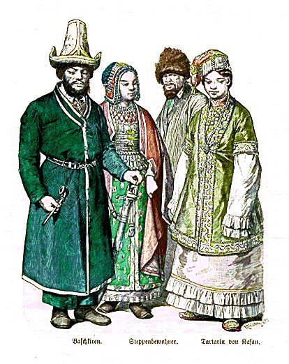 Plate #124d - Late Nineteenth Century - Asiatic Russia (Siberia) Turandot Opera, What A Shame, Golden Horde, Costumes Around The World, National Clothes, Western Apparel, History Fashion, Medieval Clothing, Folk Costume