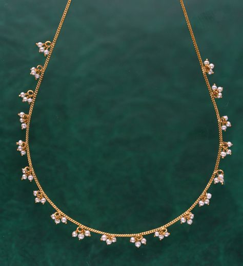 Anklets/ chain Gold Chain With Pearls, Muthyalu Chain, Tanmaniya Design Gold, Pearl Chain Designs, Necklaces With Pearls, Sphere Of Influence, Most Beautiful Jewelry, Gold Pearl Jewelry, Antique Necklaces