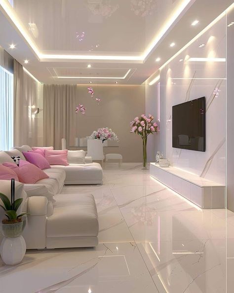 Latest Living Room Designs, Dream Apartment Decor, Luxury House Interior Design, Pink Living Room, Living Room Organization, Dream House Rooms, Luxury Rooms, Home Building Design, Dream House Interior