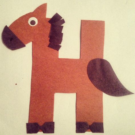 H is for horse H Preschool Crafts, H Is For Horse, Letter H Crafts, Preschool Letter Crafts, Alphabet Crafts Preschool, Abc Crafts, Alphabet Letter Crafts, Farm Animal Crafts, Preschool Letter