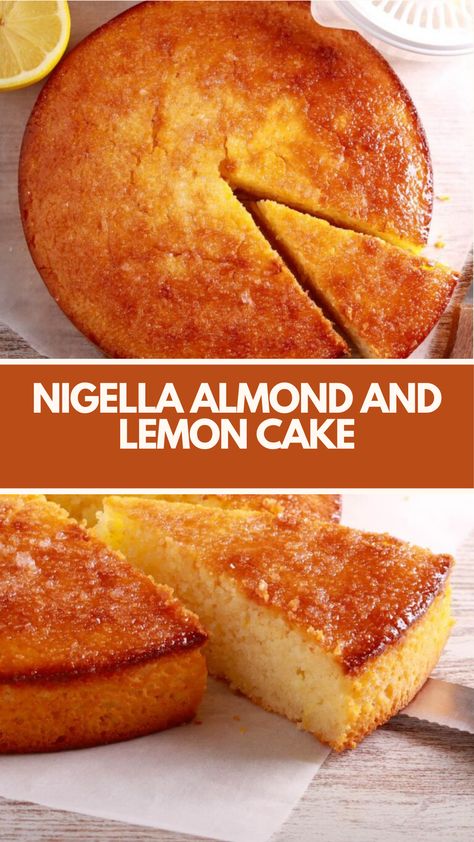 Nigella’s Almond and Lemon Cake is made with sugar, eggs, lemon curd, ground almonds, baking powder, and salt resulting in a delightful and moist treat that takes 45 minutes to be ready! Almond And Lemon Cake, Lemon Elderflower Cake, Almond Lemon Cake, Almond Dessert Recipes, Swedish Almond Cake, Lemon Almond Cake, Almond Slice, Nigella Lawson Recipes, Lemon Curd Cake