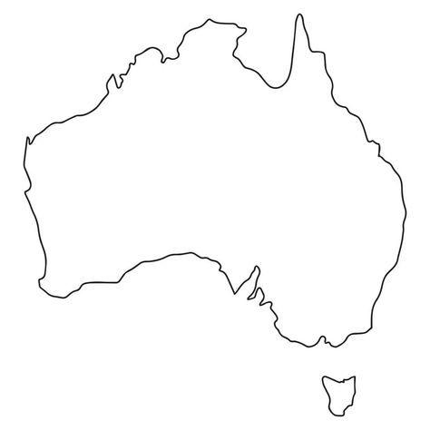 Map of Australia - simple hand drawn sketch style black line outline contour map. Vector illustration isolated on white. Australian continent border silhouette drawing Map Drawing Simple, Australia Continent, Australia Drawing, Australia Crafts, Map Of Australia, Australian Maps, Australian Continent, Silhouette Drawing, Map Outline