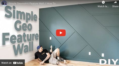 We teamed up with Rad Dad Builds to design this geometric accent wall in a bedroom. Watch the step-by-step video tutorial!If you’re looking for tips to help you create a beautiful accent wall in your bedroom, try our ideas. Creating a geometric accent wall can bring a fresh and modern look to your home. Here's a step-by-step guide on how you can do it: Prepare the Wall: Clear the wall you want to paint and make sure it's clean and dry. Lay down your drop cloth or newspapers to pr… Room Wallpaper Designs, Geometric Wall Paint, Wood Feature Wall, Nursery Accent Wall, Wood Wall Design, Feature Wall Living Room, Feature Wall Bedroom, Modern Tv Wall Units, Accent Wall Designs