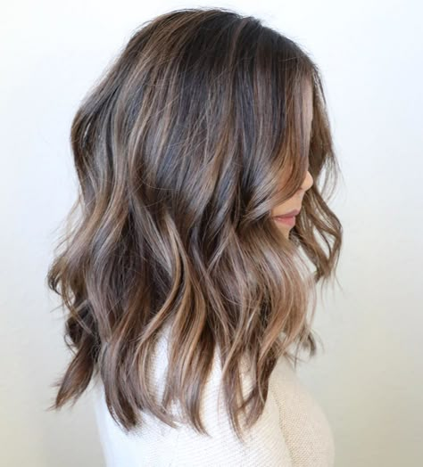 50 Trendy Brown Hair Colors and Brunette Hairstyles for 2020 - Hair Adviser Soft Brown Highlights Brunettes, Brown Hair Short With Highlights, Trendy Brunette Hair 2024, Lived In Light Brown Hair, Trendy Brown Hair Color, Brown Bob With Highlights, Trendy Brown Hair, Highlights Brown Hair Short, Kimberly Hair