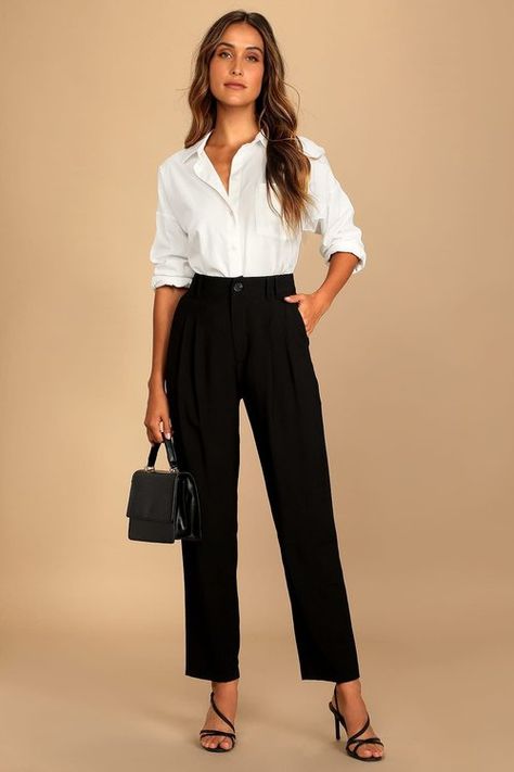 Strictly Business Black High Waisted Trouser Pants Female Lawyer, Lawyer Outfits, High Waisted Trouser Pants, Outfit Elegantes, Business Professional Outfits, Chic Business Casual, Lawyer Outfit, Professional Outfits Women, School Dress