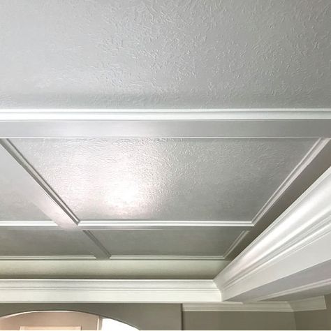 Simple Coffered Ceiling, Low Profile Coffered Ceiling, Modern Coffered Ceiling, Diy Coffered Ceiling, Coffer Ceiling, Cove Moulding, Coffered Ceiling Design, Future Decor, House Ceiling