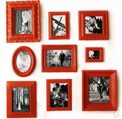 Come find more on Zillow Digs! Painted Picture Frames, Framed Wedding Photos, Diy Photo Frames, Red Pictures, Bedroom Red, Red Decor, Diy Picture, Decor Guide, Easy Home Decor