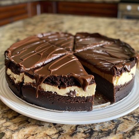 Chocolate Fudge Box Brownie Cheesecake... - Beverly Recipes Fudge Round Cheesecake, Cheesecake Ingredients, Cheesecake Layer, Brownie Cheesecake, Box Brownies, Cheesecake Brownies, Chocolate Fudge, Granulated Sugar, Fudge