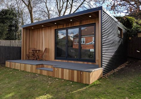 Cladding Ideas, Contemporary Garden Rooms, Garden Cabins, Modern Shed, Studio Shed, Summer House Garden, House Cladding, Backyard Studio, Backyard Office