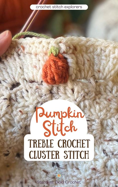 Pumpkin Stitch, Crochet Blanket Border, Crochet Cluster Stitch, Crochet Edges, Crochet Pumpkins, Gold Crochet, Pillow Patterns, Fall Crochet Patterns, Crochet Bee