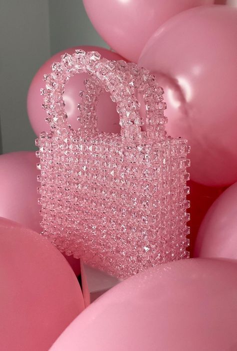 Cute Pink Purse, Pink Beaded Bag, Beaded Bags Pattern Design, Barbie Bag, Pearl Purse, Beads Bag, Beaded Items, Hand Beaded Bag, Bead Bag