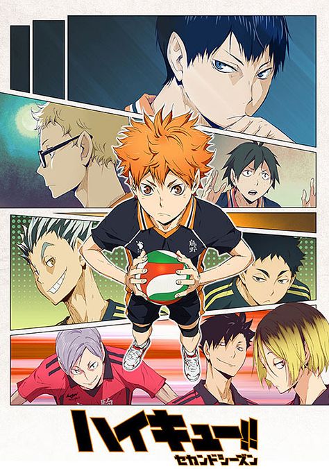 Haikyuu!! 2nd Season /// Genres: Comedy, Drama, School, Shounen, Sports Haikyuu Season 3, Haikyuu Season 2, Movie Character Posters, Hxh Characters, Haikyuu Wallpaper, Kenma Kozume, Anime Poster, Gurren Lagann, Keys Art