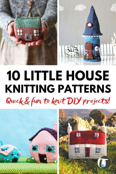 10 Little House Knitting Patterns you Need Right Now | NobleKnits Knitting Blog | Bloglovin’ Knit House Pattern, Knitted House Pattern, Christmas Toy Knitting Patterns, Cork Letters, Knitting Needle Storage, Small Knitting Projects, Knitted Doll Patterns, Animal Knitting Patterns, Stash Buster