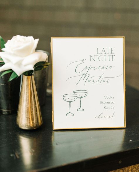 Our favorite wedding drink of 2024: the espresso 'tini 🍸️ . #weddingdesign #weddingtable #chs #studiordesign #charlestonwedding #charlestonbride #lowcountrywedding #stationery #weddinginvitations #graphicdesigners #southernwedding #weddingideas #southerncharm #dreamwedding #brides #weddingfood #weddingmenu #espressomartinis #espressomartinitower #weddingdrinks Espresso Martini Signature Drink Wedding, Espresso Bar Wedding, Espresso Martini Wedding Bar, Wedding Espresso Martini, Espresso Martini Bar Wedding, Martini Bar Wedding, Espresso Martini Wedding, Disco Reception, Espresso Martini Bar