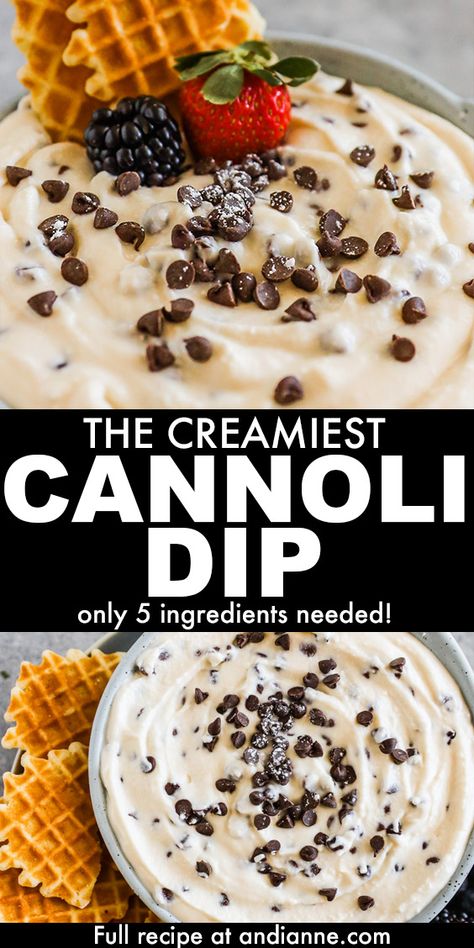 Canolli Dip Board, Easy Cannoli Dip, Cannoli Recipes, Cannoli Dip Recipe, Easy Cannoli, Sweet Dip, Dessert Dip Recipes, Pizzelle Cookies, Cannoli Dip