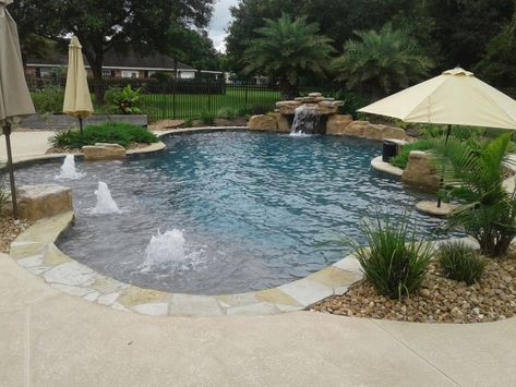 Hot Tub Photos, Freeform Pool Designs, Custom Inground Pools, Pool Makeover, Yard Oasis, Inground Pool Designs, Freeform Pools, Swimming Pool Hot Tub, Small Swimming Pools