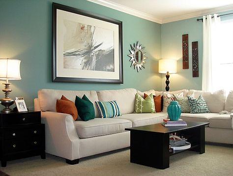 family room Turquoise Wall, Turquoise Walls, Interior Design Pictures, Home Bunch, Living Room Color Schemes, Room Color Schemes, Pinterest Home, Wall Paintings, Bedroom Color Schemes