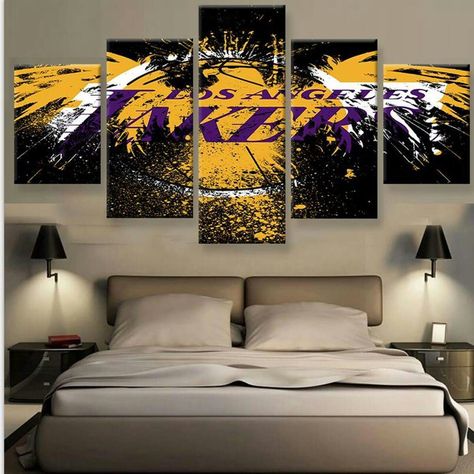 Basketball Room Decor, Basketball Bedroom, Soccer Room, Basketball Room, Boys Room Design, Pictures For Living Room, City Painting, Modern Wall Art Canvas, Wall Pictures