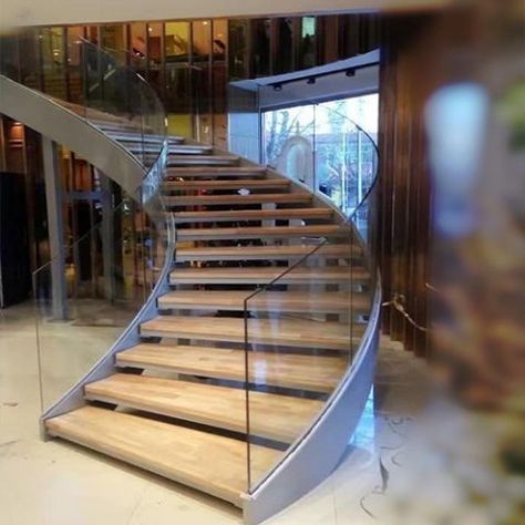 Curved staircase 4 | newstarbuilding Semi Circle Staircase, Circle Stairs Design, Mezzanine Staircase, Round Staircase Design, Round Stairs Design, Circle Stairs, Spiral Staircase Design, U Shaped Stairs, Curved Stairs