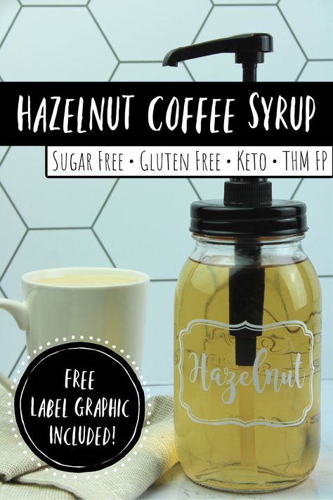 Detailed photos and instructional recipe Hazelnut Syrup Recipe, Hazelnut Coffee Syrup, Sugar Free Syrup Recipe, Low Carb Coffee, Sugar Free Coffee, Sugar Free Coffee Syrup, Hazelnut Syrup, Homemade Coffee Syrup, Homemade Syrups