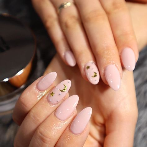 Nails With A Moon Design, Crescent Moon Nail Art, Moon And Star Nail Designs, Lunar Nails, Nails Moon, Gender Reveal Nails, Baby Shower Nails, Half Moon Nails, Star Nail Designs