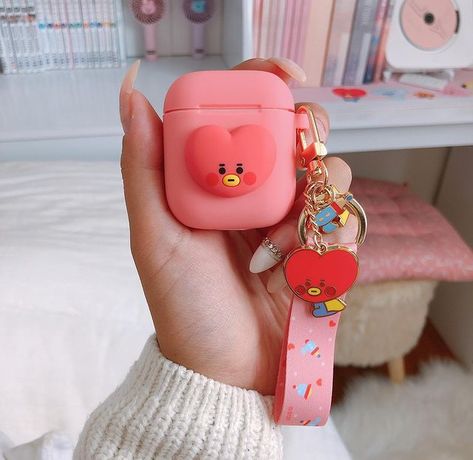 Bt21 Airpods Case, Kawaii Airpod Case, Tata Bt21, Cute Airpods Case, Fluffy Phone Cases, Fun Beauty Products, Cute Airpods, Cute Ipod Cases, Bts Season Greeting