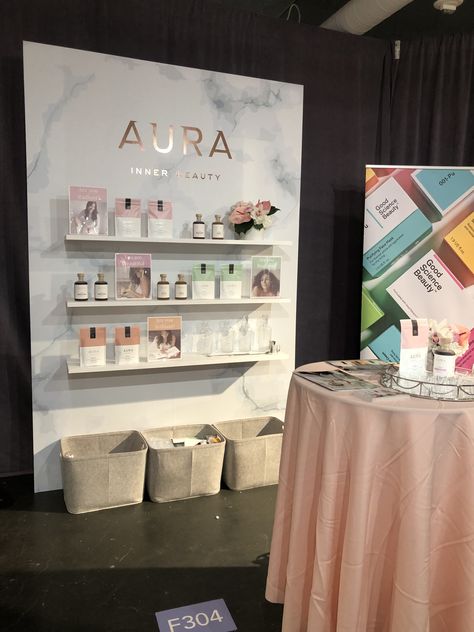 Beauty Trade Show Booth Design, Med Spa Expo Booth, Beauty Trade Show Booth Ideas, Beauty Expo Booth Ideas, Trade Show Booth Design Inspiration, Expo Display Ideas, Skincare Booth, Expo Booth Design, Trade Show Booth Ideas