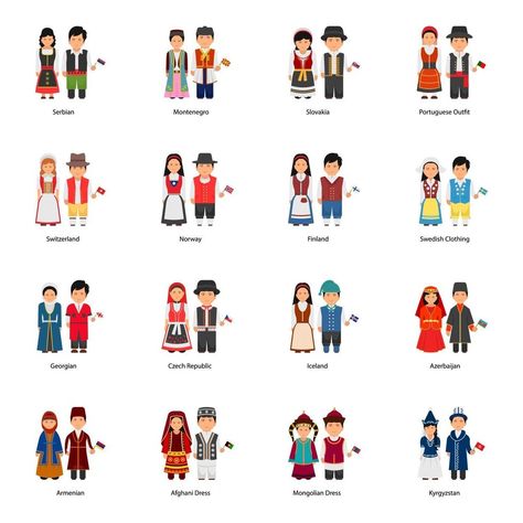 Cultural Dress, Costumes Around The World, Different Dresses, The Men, Traditional Dresses, Vector Art, Avatar, Vector Free, Around The World