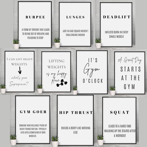 Home Gym Signs, Gym Signs Ideas, Garage Gym Decor, Home Gym Wall Art, Home Gym Diy, Gym Restroom, Stylish Home Gym, Cute Home Gym, Fitness Sayings