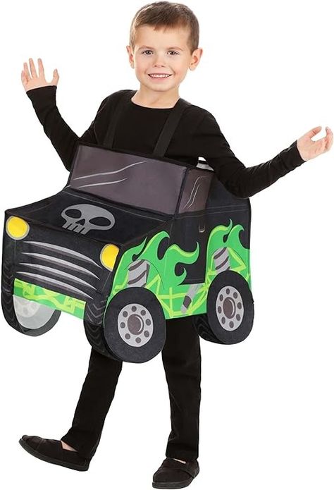 Amazon.com: Toddler Ride-In Monster Truck Costume | Toddler Costumes 4T : Clothing, Shoes & Jewelry Monster Truck Costume, Truck Costume, Hotel Transylvania Costume, Karate Kid Costume, Toddler Boy Halloween Costumes, Minecraft Costumes, Ace Ventura Costume, Kid Halloween, Sharkboy And Lavagirl