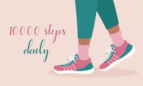 10000 steps daily activity healthy lifes... | Premium Vector #Freepik #vector #banner 10000 Steps, Person Walking, 10k Steps, Daily Activity, Flat Vector Illustration, Vector Banner, Walking Sneakers, Flat Vector, Flat Illustration