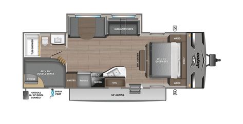 Jayco RV 2024 Jay Flight 267BHS. Review specifications that come with this travel trailer. Jayco Rv, Bathroom Vent, Fifth Wheel Toy Haulers, Glass Cabinet Door, Skylight Kitchen, Rv Types, Roof Ladder, Rv Homes, Classic Cottage