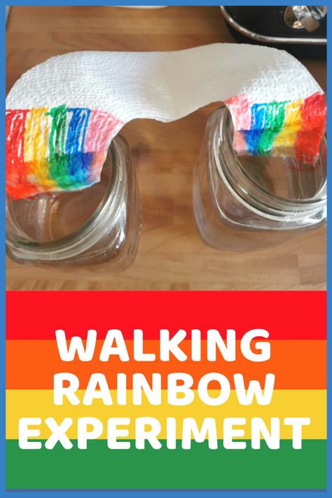 Rainbow Science Experiment Preschool, Walking Rainbow Experiment For Kids, Pipe Cleaner Rainbow, 4h Demonstration Ideas, Walking Rainbow Experiment, Emotion Games, Rainbow Stem, Themed Activities For Kids, Letter R Activities